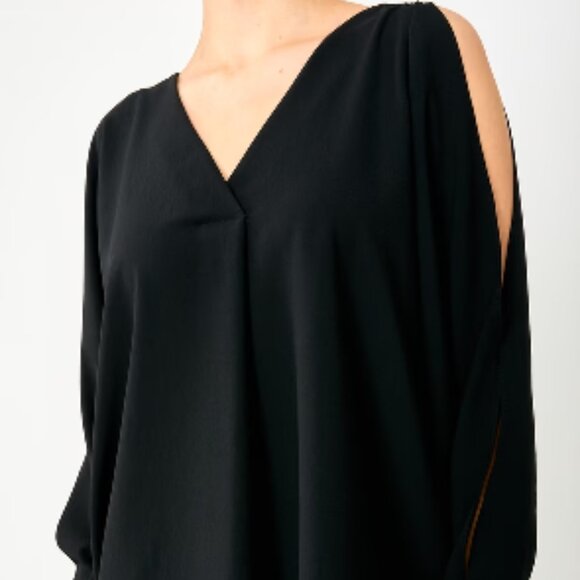 SYMPLI - Split Sleeve V-Neck Top, Long Sleeve, Black, Size 14, NWT - Picture 3 of 4